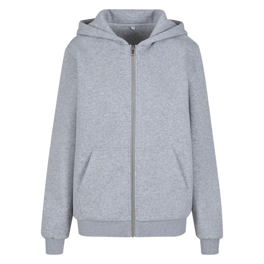 Build Your Brand Womens/Ladies Fluffy Full Zip Hoodie / Heather Grey